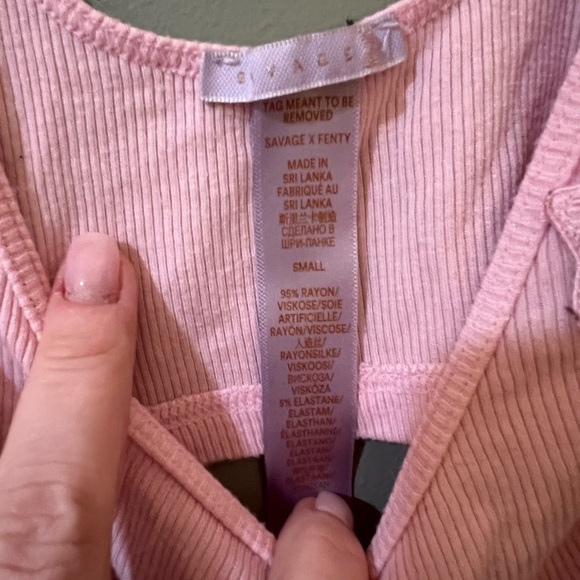 SAVAGE X FENTY RIB SLEEP CROP TOP pink size small - Picture 2 of 3